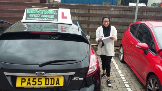 Farhana Tarofdear delighted to be holding her Pass Certificate after passing her Driving Test first time today A lovely safe drive as a result of all her hard work Congratulations and well done again Enjoy your driving Salvina Drivewell Driving Academy 27th July 2017