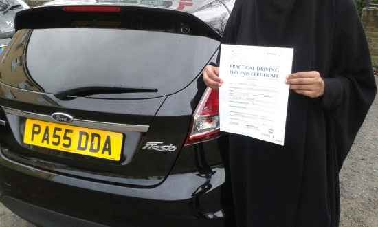Marym Ahmed was thrilled to have passed her Driving Test today with a few faults She was rather camera shy but is pictured here holding her Pass Certificate standing next to Salvinaacute;s car - Sooty Marym worked hard took her lessons seriously and produced a safe and confident drive<br />
<br />
Congratulations and well done again Enjoy safe driving Salvina 12th November 2015