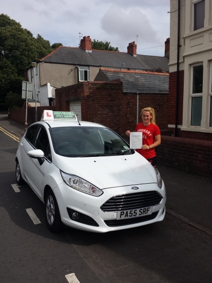 Megan Jones proudly holding her Pass Certificate after passing today with few driver faults A great achievement after combining studying commuting and competitive rugby with fitting in driving lessons Congratulations and well done again Enjoy your driving and keep safe Remember after those rugby celebrations drinking and driving donacute;t mix Sarah July 30th 2014