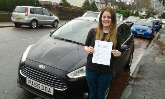 Natalie Vaughan is delighted to be holding her Pass Certificate after passing her Driving Test today