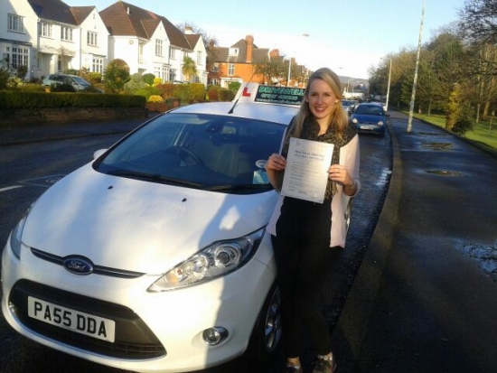 Olivia Woolley proudly holding her Pass Certificate after passing her test first time today Fantastic after that initial enquiry to see you enjoy your driving and lessons A lovely safe drive with few driver faults Well done and congratulations again A lovely finish for Valentino Enjoy your Christmas break and safe driving Salvina Sarah 17th December 2013 