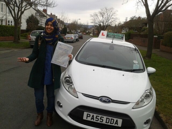 Zara proudly holding her Pass Certificate after passing today with 4 driver faults Salvina enjoyed the comfortable smooth drive A well deserved result for all your hard work and determination Well done again Cant wait to take you out for Pass Plus 28th February 2013