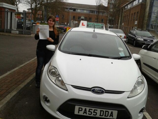 Andreia proudly holding her Pass Certificate after passing her test today The examiner praised her and Salvina on an excellent drive with only 1 driver fault Congratulations again Enjoy your driving and good luck for safe driving 24th April 2013