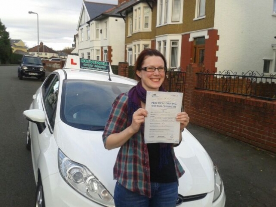 Proudly holding her Pass Certificate after passing today The examiner complimented her and Salvina for a safe competent drive with only 2 driver faults 281112