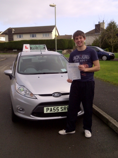 Ross proudly holding is Pass Certificate after Passing today A lovely chauffeur drive with only 2 driver faults A well deserved result particularly after having to wait for a new test date after test was cancelled because of snow Hope to see you for Pass Plus Congratulations 4th February 2013