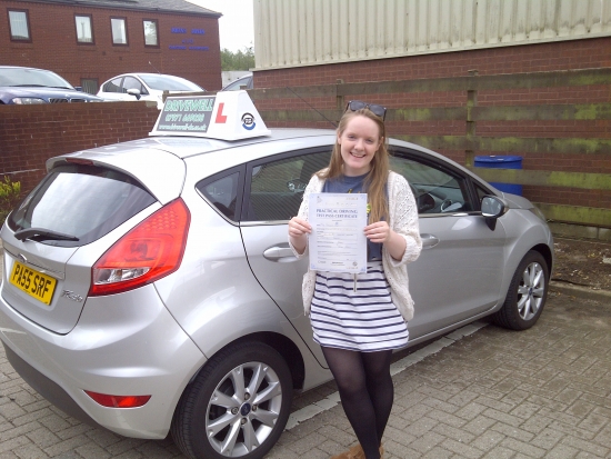 Shannon proudly holding her Pass Certificate after passing her test today Congratulations again A good drive and a well deserved result at a very busy time juggling lessons in between completing her final year of her degree Looking forward to seeing you for Pass Plus before you drive to Glastonury Good luck and enjoy your driving 17th May 2013