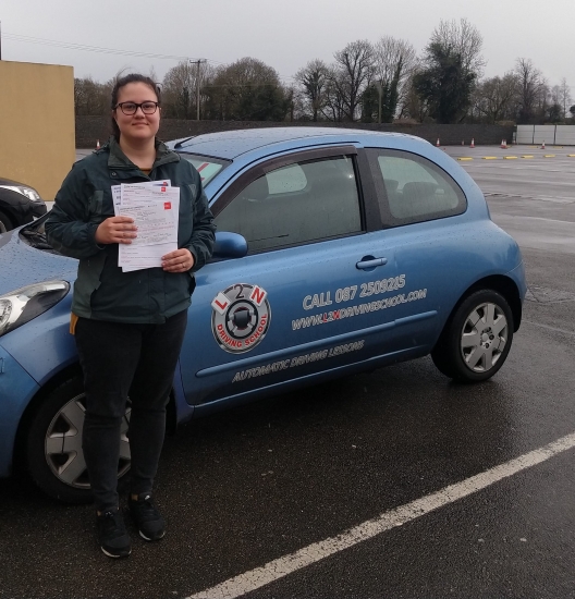 Congratulations to Klara Lukin on passing her test first time today at the Castlemungret test centre. Klara put a lot of effort into getting up to test standard and it paid off today. Well done Klara