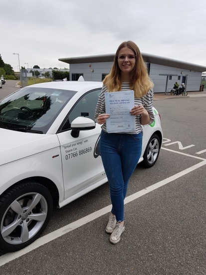 From Cromer <br />
Passed her driving test 1st Time on <br />
04072017<br />
Instructor Sharon Cox