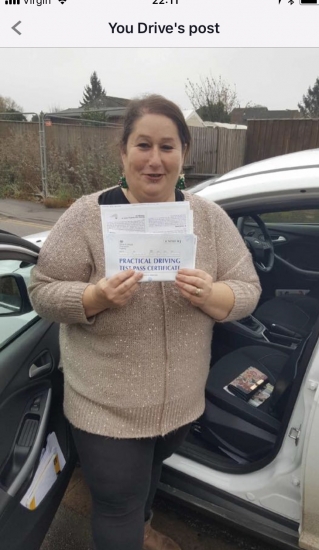 Congratulations to Sara on passing your test.
