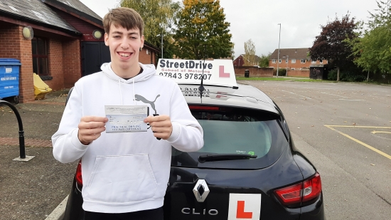 Great result. Test pass today for “Henry Brooker” at Trowbridge,  1st attempt 4 faults. <br />
<br />
Many congratulations from “Roger”, your instructor and all at StreetDrive (SoM), well done Henry.<br />
<br />
Passed Wednesday 27th October 2021.