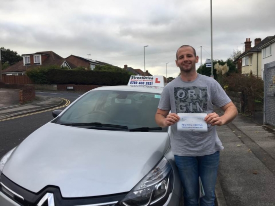 Delighted for 'Christian Duncan' who passed his driving test today at Poole DTC, '1st attempt', just THREE driving faults.<br />
<br />

<br />
<br />
Well done from your instructor’s 'Shaun' and ALL of us at StreetDrive (School of Motoring), may we wish you many years of safe driving - Passed Friday 20th October 2017.