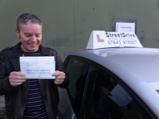 Congratulations to 'Derek Barter' who passed his driving test at Westbury DTC, “2nd Attempt”, very well done.<br />
<br />
Congratulations from your instructor 'Roger' and ALL of us at StreetDrive (School of Motoring), may we wish you many years of safe driving - Passed Friday 14th December 2019.