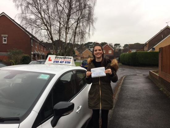 Congratulations to Jacoba Bascombe who passed her driving test today at Poole DTC just FOUR minor faults fantastic news<br />
<br />

<br />
<br />
Well done from your instructor Louise and ALL of us at StreetDrive School of Motoring may we wish you many years of safe driving - Passed Tuesday 14th February 2017