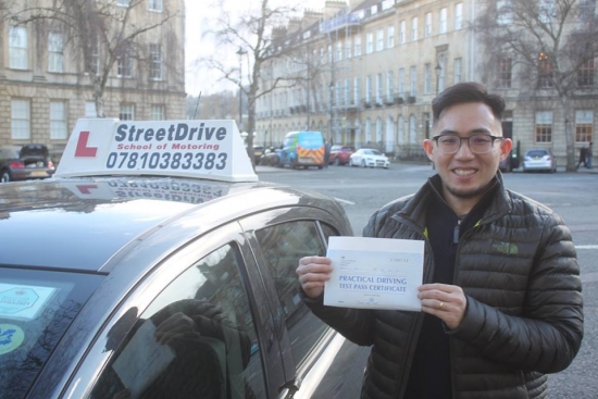 Delighted for 'Thean Wei Ang' who passed the new “SatNav” driving test today at Chippenham DTC, and 1st Attempt, such fantastic news.<br />
<br />

<br />
<br />
Well done from your instructor 'Philip' and ALL of us at StreetDrive (School of Motoring), may we wish you many years of safe driving - Passed Thursday 25th January 2018.