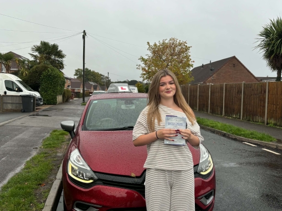 Congratulations, Ellie, on passing your driving test with Kirsty! 🎉<br />
<br />
Such an amazing achievement considering the wet weather this morning. <br />
<br />
Wishing you lots of safe, confident, and happy miles ahead. Well done! 👏