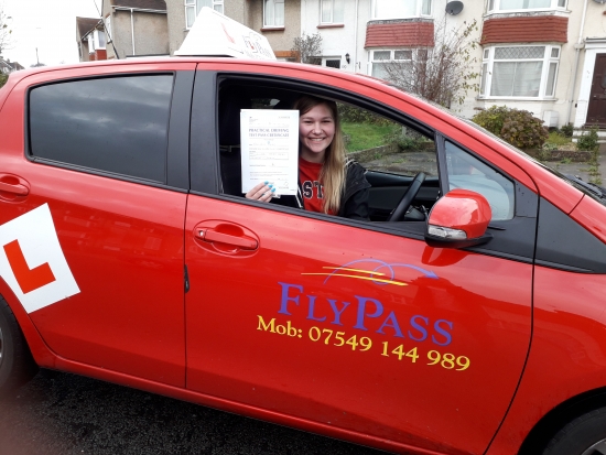 Big Congratulations to Alice passing her driving test 1st attempt with only 4 minors. You have been a lovely pupil and I wish you all the very best. Well done!!