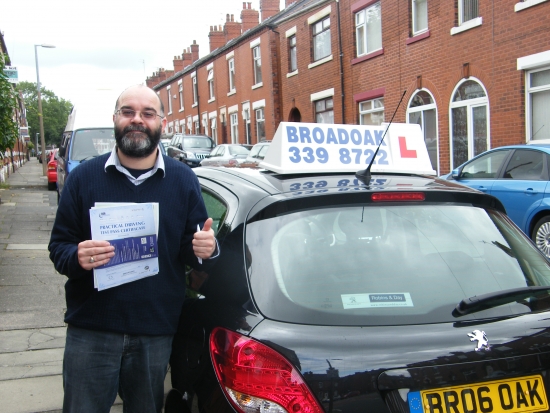 Congratulations to Nigel from Ashton-under-lyne on passing his driving test<br />
<br />
first time at Hyde driving test centre