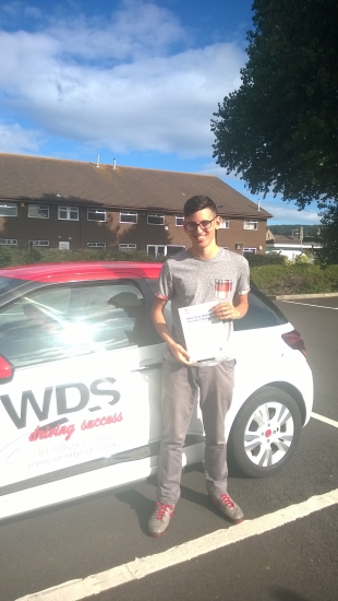 Congratulations Anthony on a well deserved first time pass Good luck at Uni I hope to see you driving round Weston during your holidays if your dad will let you drive his car Will miss our lessons stay safe